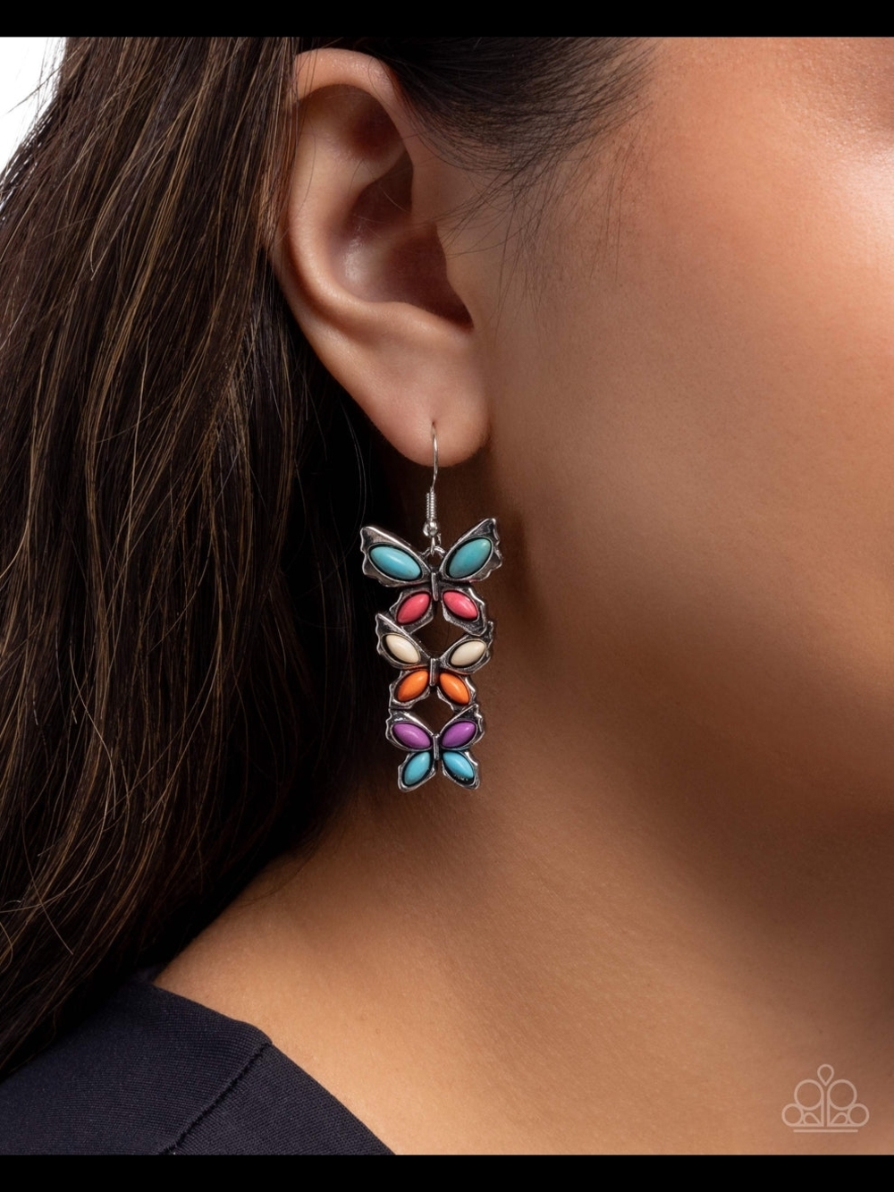 paparazzi Turquoise Pink Orange Purple Cream Butterfly Drop Earrings